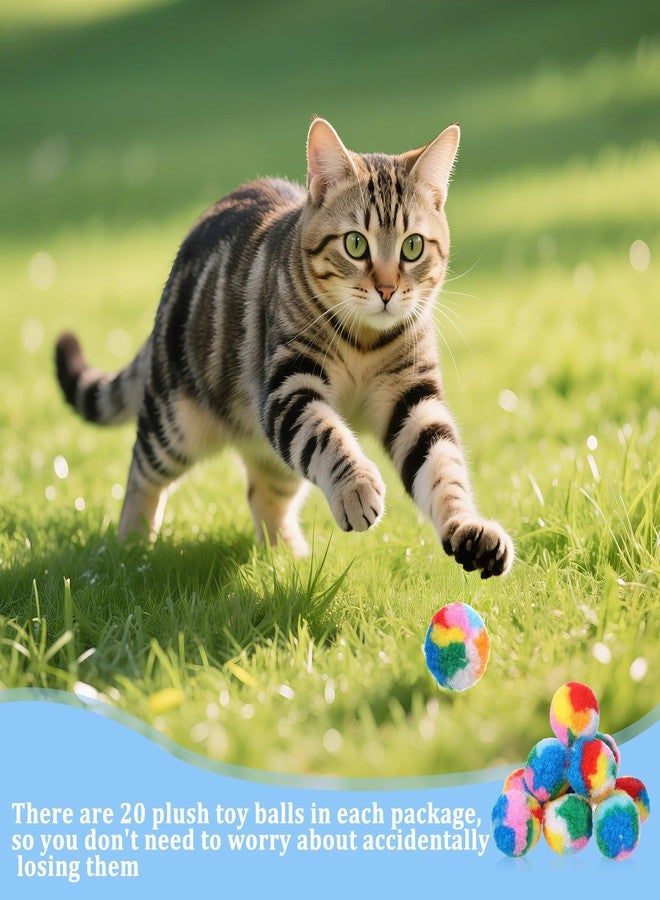 Eldraqth 20 Pcs Soft Plush Cat Ball, 1.2 in Colorful Cat Pom Pom Ball Toys Rainbow Cats Toy Balls Fuzzy Kitty Balls Kitten Puff Interactive Training for Cats Kitten Pet Playing Exercising - Image 5